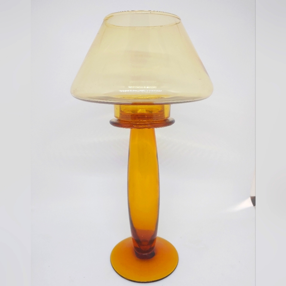 Amber Glass Tea Light Votive Candle Lamp